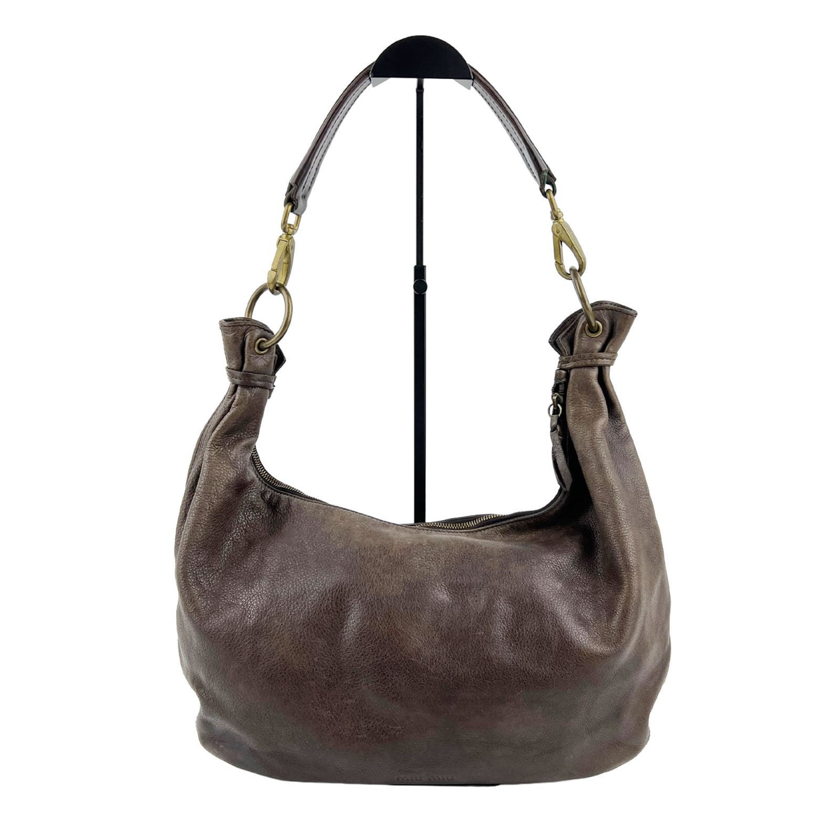 Miu Miu Vintage Leather Shoulder Bag Brown Hobo Handbag Archive 