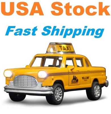 City Yellow Taxi Cab, Diecast Model Toy Car, 5'', Light & Music | eBay
