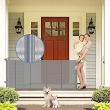 Reinforced Retractable Dog Gate with Support Strip 60" Wide Retractable Outdo...