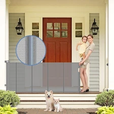 Reinforced Retractable Dog Gate with Support Strip 60" Wide Retractable Outdo...