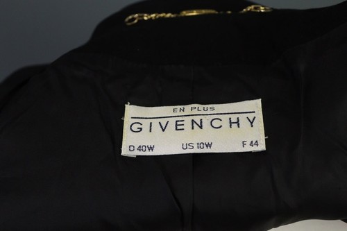 Vintage En Plus Givenchy Black 3/4 Sleeve Lined Linen Blazer Jacket Sz 10 - Picture 17 of 19