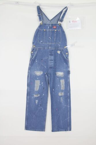 Salopette Dickies Customizzata s (Cod. S1260) W34 L30 Jeans Usato Uomo remake - Photo 1/4