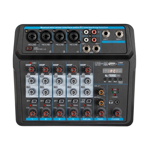 Mixing Console Mixer Bluetooth USB Audio Interface USB Echo Effect 6-Channel - Picture 2 of 9
