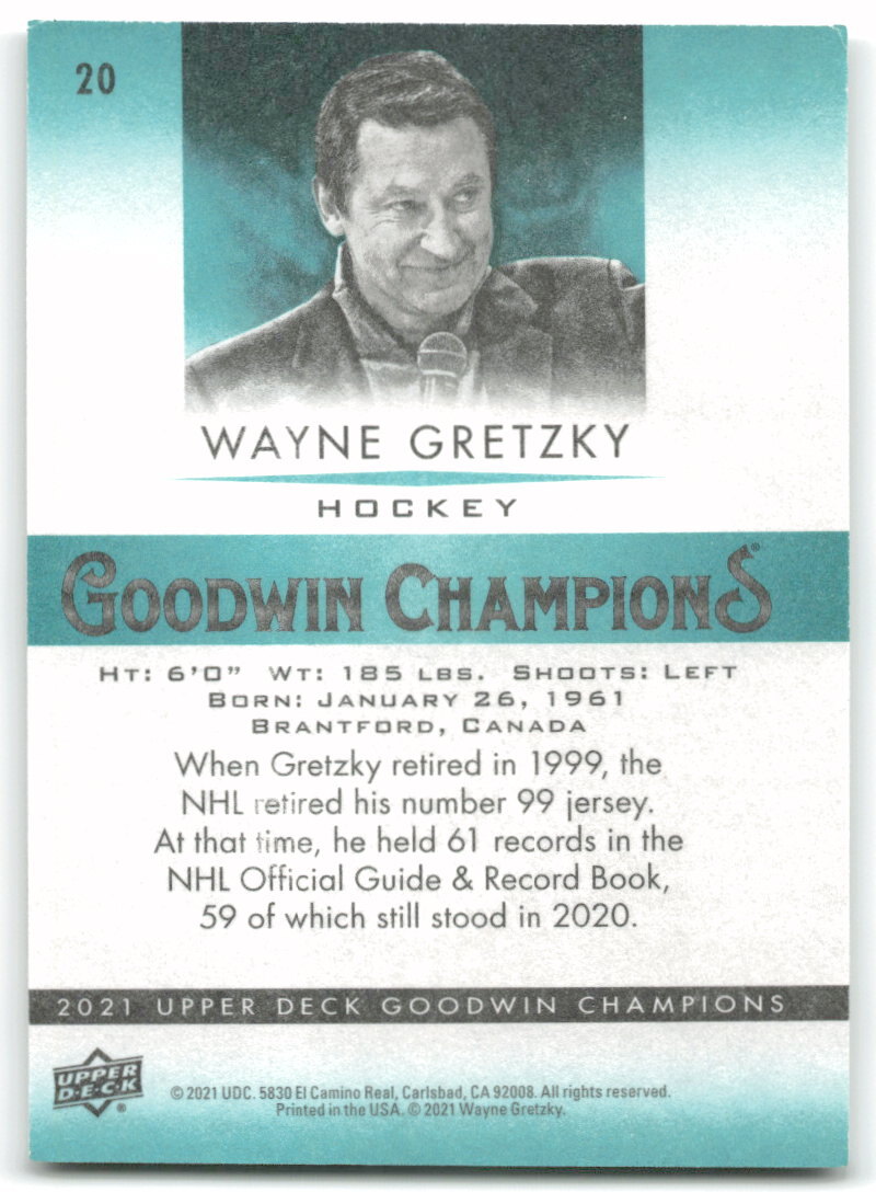 2021 Upper Deck Goodwin Champions #20 Wayne Gretzky 1AZ | eBay