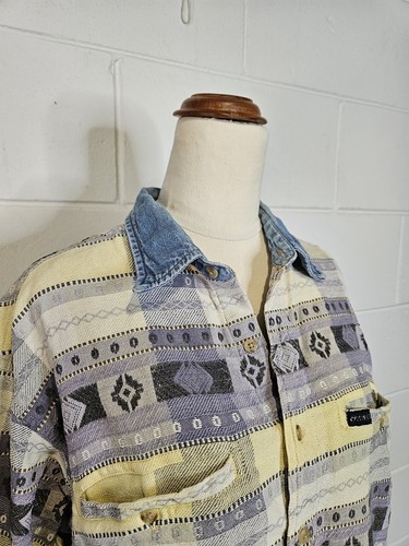 Vintage 'Off The Top' 90s Surf Wear L/S Jacket Shirt Sz XS Aztec Cotton - Picture 4 of 18
