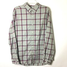 Old Navy Shirt Men's Large Gray Plaid Long Sleeve Button Down