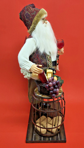 Karen Didion Wine Barrel Cork Collector Santa Claus Figure Christmas Decor NWT - Picture 7 of 12