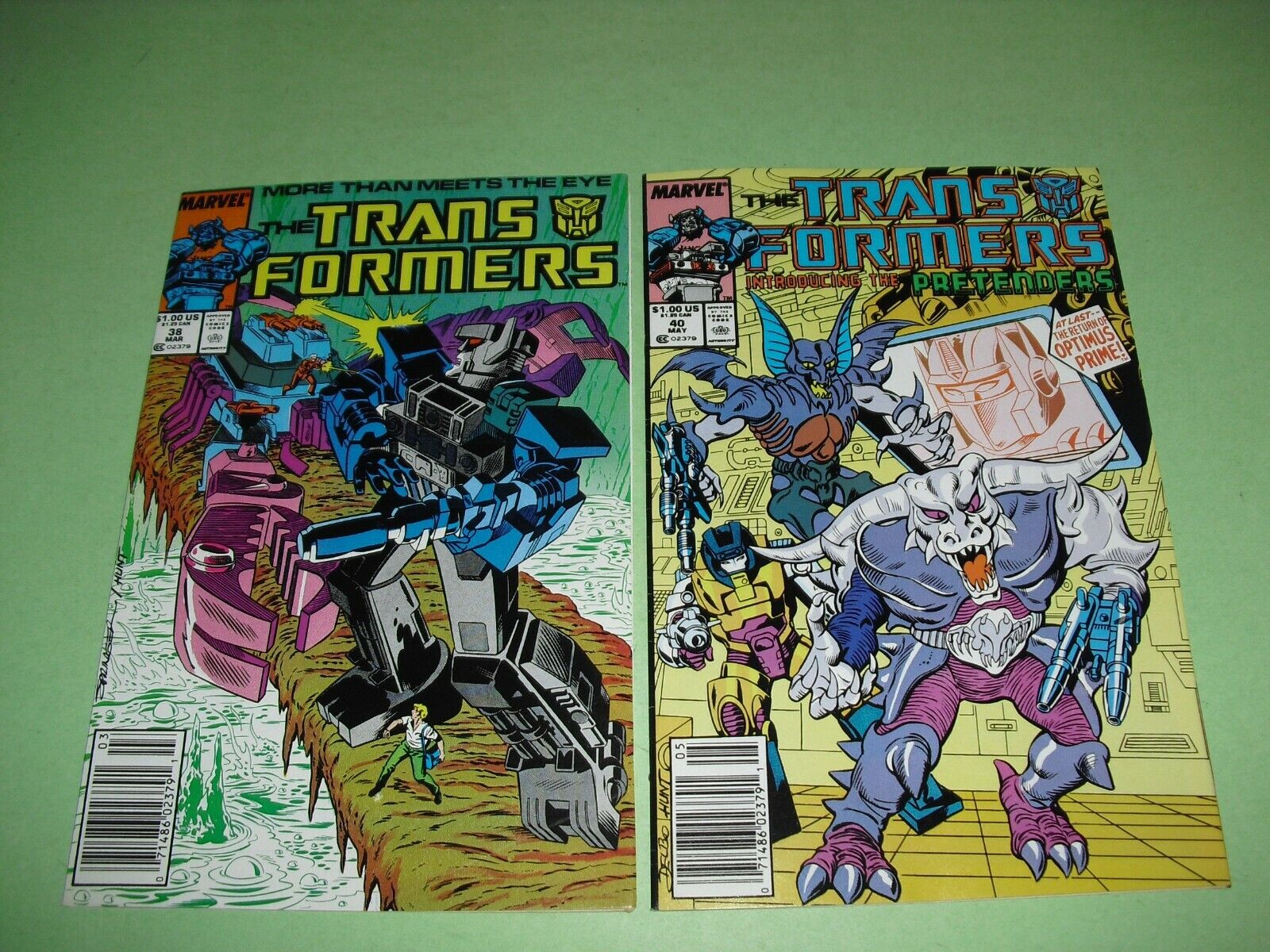 Transformers #38 & #40 both newsstand & around FN+ to F/VF 1988! Marvel 7.0 B374