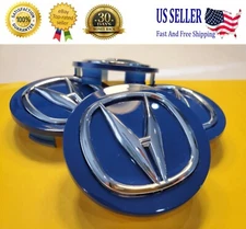 ACURA Set Of 4 Dark Blue-Chrome Wheel Center Caps 69MM - Satisfaction Guaranteed