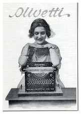 PUBBLICITA' 1921 MACCHINA DA SCRIVERE OLIVETTI M.20 IVREA SEGRETARIA SOGNO 