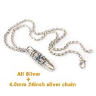 Silver Skull Pendant Punk Jewelry Ta472A Linsion Blue Cz Eye Hollow 925 Sterling