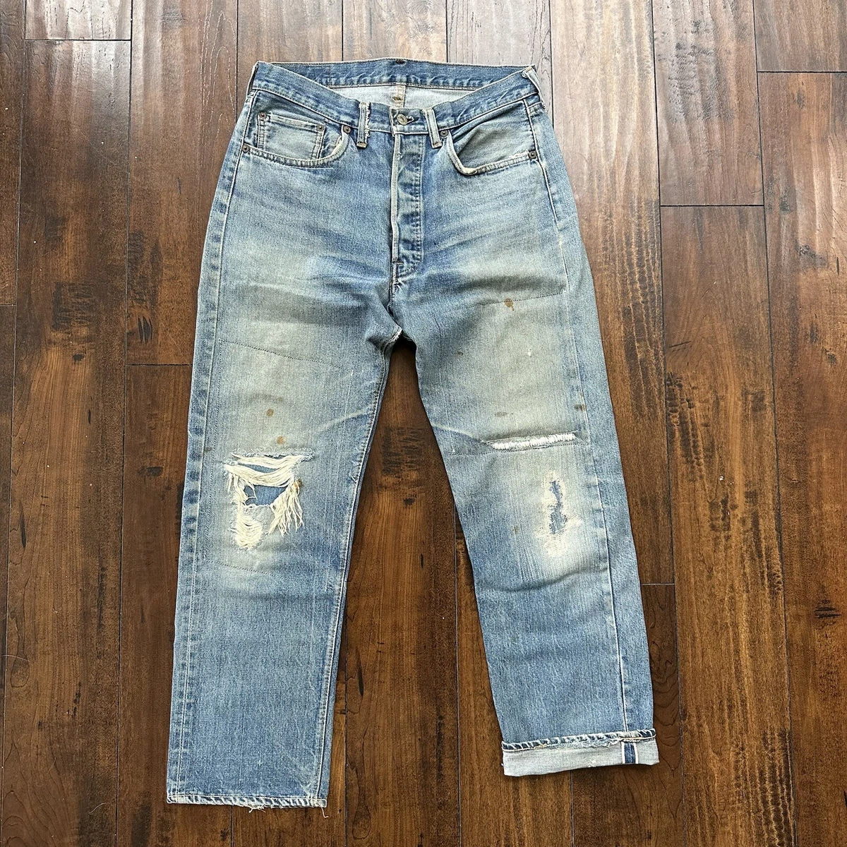 Levis Vintage 70s SS Redline Selvedge USA 501 XX Jeans Thrashed 