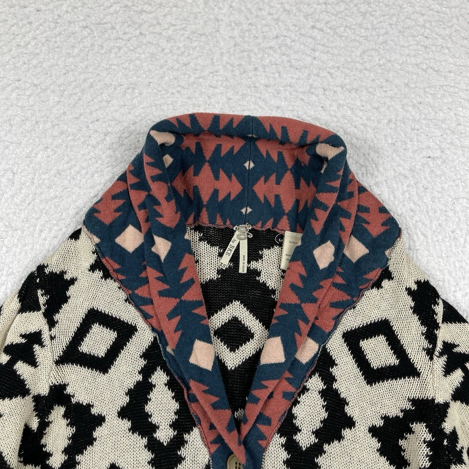 Suéter BKE Mujer XS Crema Botón Cárdigan Suroeste Azteca Colorido Acogedor Top Foto 4 de 4