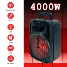 4000W Wireless Portable FM Bluetooth Speaker Heavy Bass Sound Party Speaker