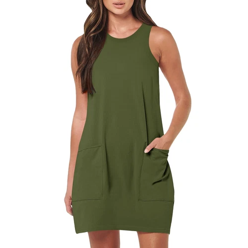 Summer Womens Sleeveless Sundress Short Beach Vacation Tank Dresses With Pockets - Bild 17 von 54