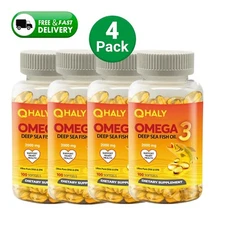 Omega 3 fish oil capsules 2000mg EPa & DHA, highest potency 400 Pills 4Packs