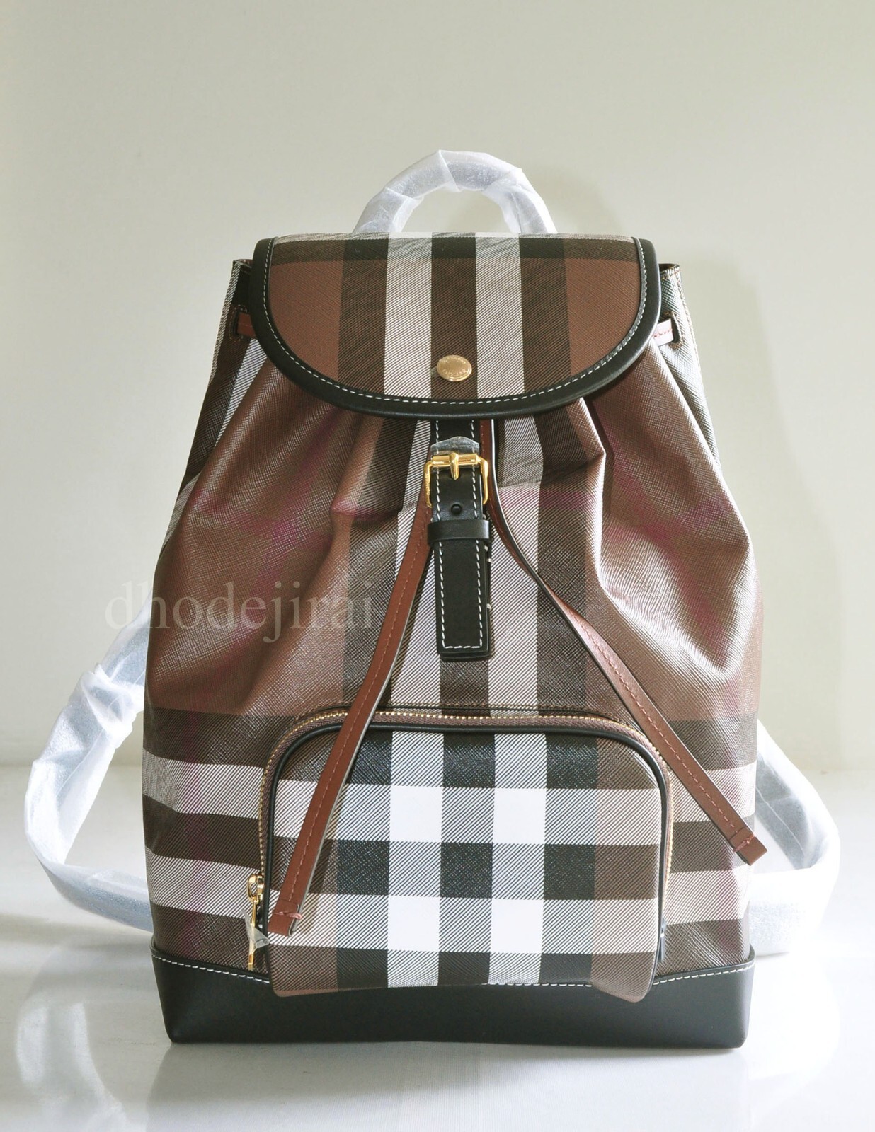 Authentic Burberry Dark Birch Brown Check Backpack Rucksack