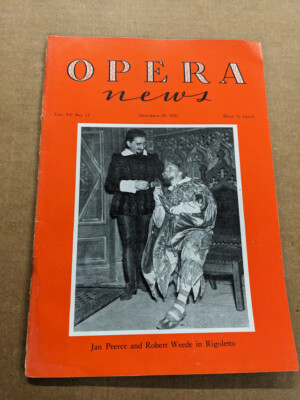 Opera news Magazine December 29 1941 M130 | eBay