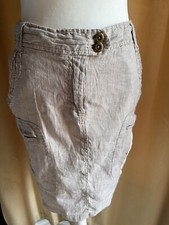 Debbie Shuchat Beige Stripes Knee Length Summer Skirt With side pockets Size 8