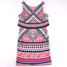 Eliza J Dress Sheath Geometric Print 10P Multicolor Bold Retro Vibes Boho Chic