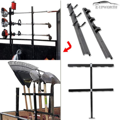 3-Place Weedeater Trimmer Rack w/ Lock & 6 Holes Landscape Shovel Rakes Holder