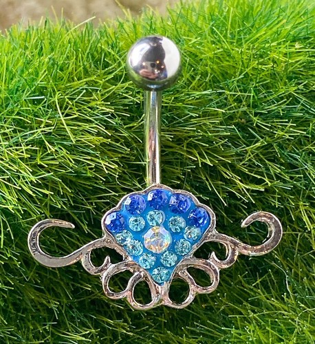 Tribal Crystal Explosion Blue Gem Belly Ring Navel Piercing Pierced Naval - 第 3/3 張圖片