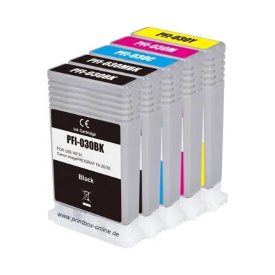Tinteset PFI-030 (CMYK+MBK) für Canon  imagePROGRAF TA-20 / TA-30 | No OEM
