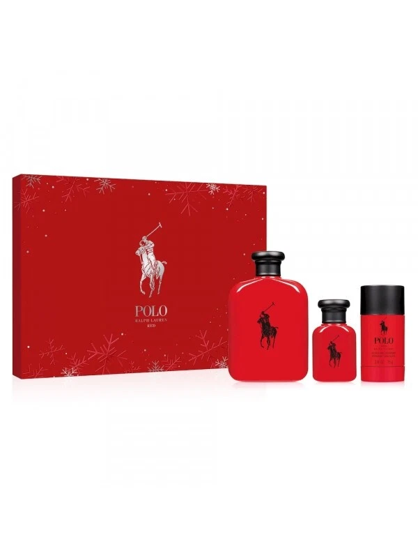 Ralph Lauren Polo Red 3pc 4.2oz EDT Spray 1.36oz EDT Spray 2.6oz Deodorant