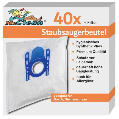 40 Mr.Clean Staubsaugerbeutel kompatibel Bosch BGL2UB1108 Bag & Bagless -GL 20