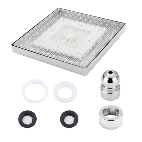 8" Square LED Rainfall Shower Head LED 7 Color Changing Thin Top Sprayer US - Picture 8 of 11