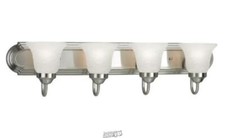 30 in. 4-Light Brushed Nickel Finish Bathroom Vanity Light with Glass Shades