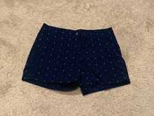 Nautica Womens Shorts Size 12 Blue Nautical Print Pockets Classic Shorts