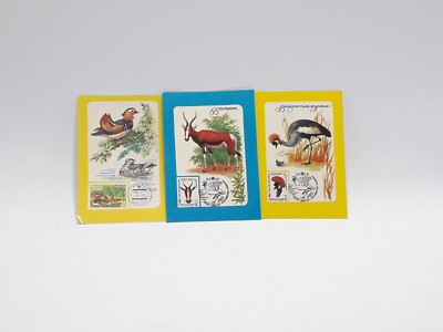 Soviet Paper Calendars Birds USSR Vintage Animals 1986 1987 Rare Crowned Crane