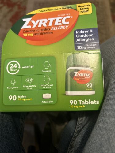 Zyrtec Allergy 10mg 90 Tablets Bottle Exp. 09/2027