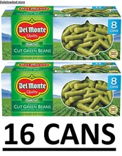 16 CANS - Del Monte Cut Green Beans - 14.5 oz Each