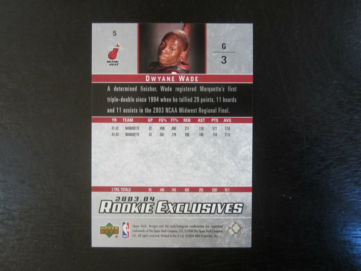 2003-04 Upper Deck Rookie Exclusives # 5 Dwyane Wade Card
