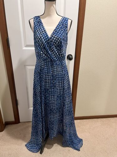 TOMMY HILFIGER Women Size 10 Blue V Neck Sleeveless Maxi Dress
