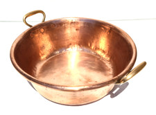 Vintage 15.4inch French Copper Jam Pan Bronze Handles Rolled Rim 6.6lbs