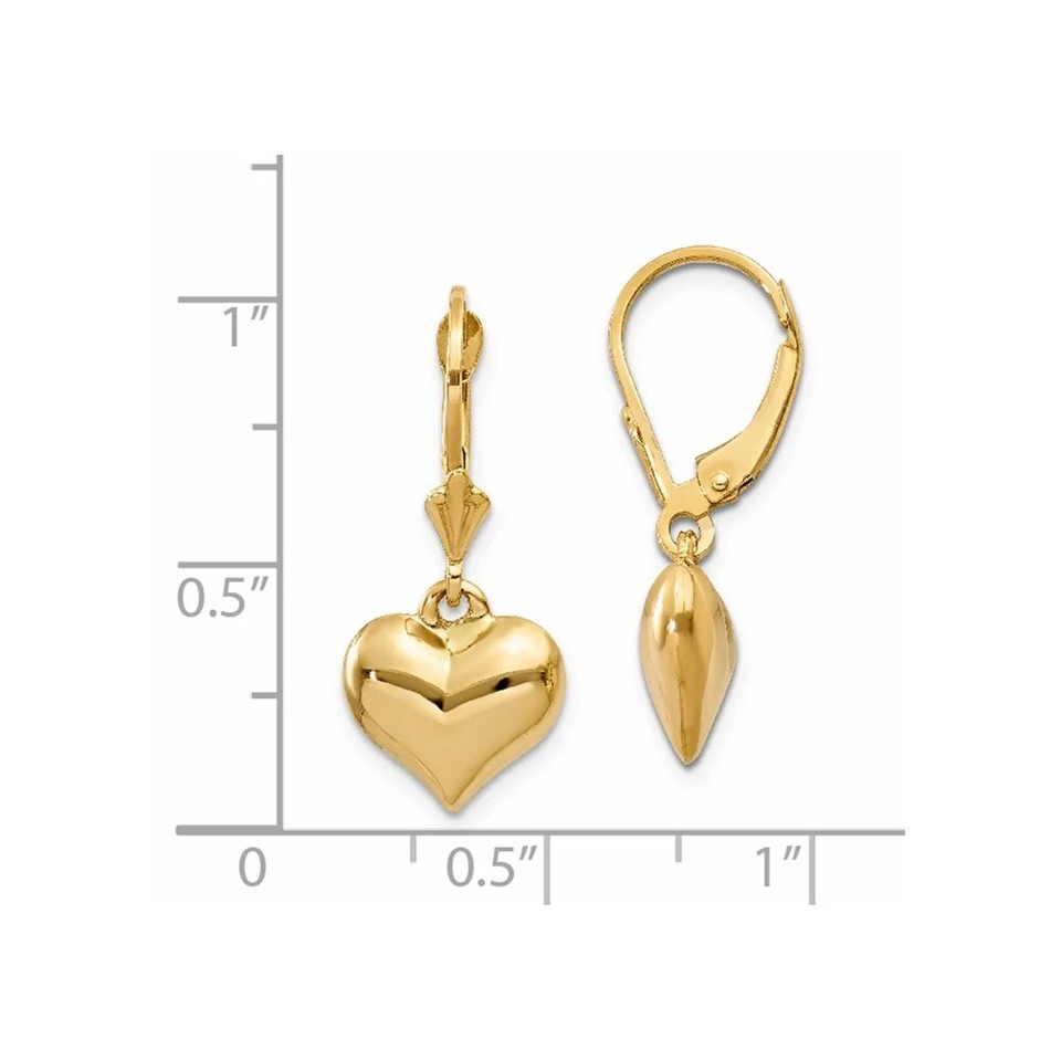 Gold & Silver Puff Heart Dangle Earrings main image 1