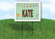 KATE WELCOME BABY GREEN 18 in x 24 in Yard Sign Road Sign with Stand