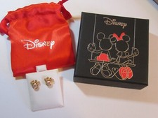 DISNEY MINNIE MOUSE 925 YELLOW STERLING SILVER CRYSTAL STUD EARRINGS - NIB
