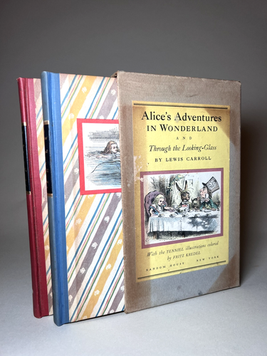 1946 Antique Book Set Alice in Wonderland & Through The Looking Glass
