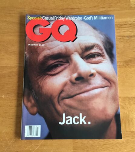 GQ Magazine janvier 1996 Jack Nicholson couverture sans étiquette kiosque à journaux - Photo 1 sur 2