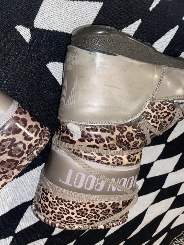 复古 MOON BOOTS CHEETAH 印花 TECHINCA 冬季 9 码  — 第 3/4 张图片