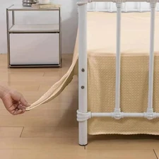 Bed Skirt Bed Skirt King Size Pleated Waffle Weave Bed Skirt with Split Corne...