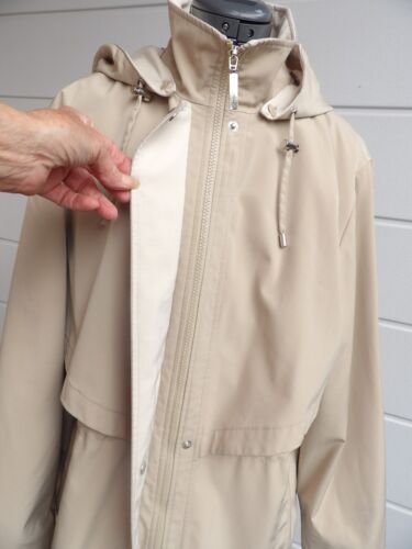Liz Claiborne Rain Coat Women's Detachable Hood Tan Mid Length Lined Size Large - Picture 4 of 11