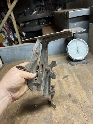 Antique 2 Two Man Crosscut Hand Saw Bench Vice Clamp Logger Sharpener Tool USA