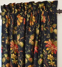 Waverly Home Felicite Noire Curtain Panel Drape Single49 X 84 Jacobean Botanical