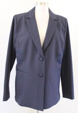 CAbi Navy Blue Keynote Blazer Jacket Size 10 Satin Contrast Trim Career 6465