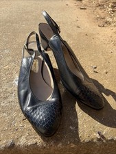 Vintage Ferragamo Women s Black Leather Snakeskin Heels Pumps Shoes Size 6 B